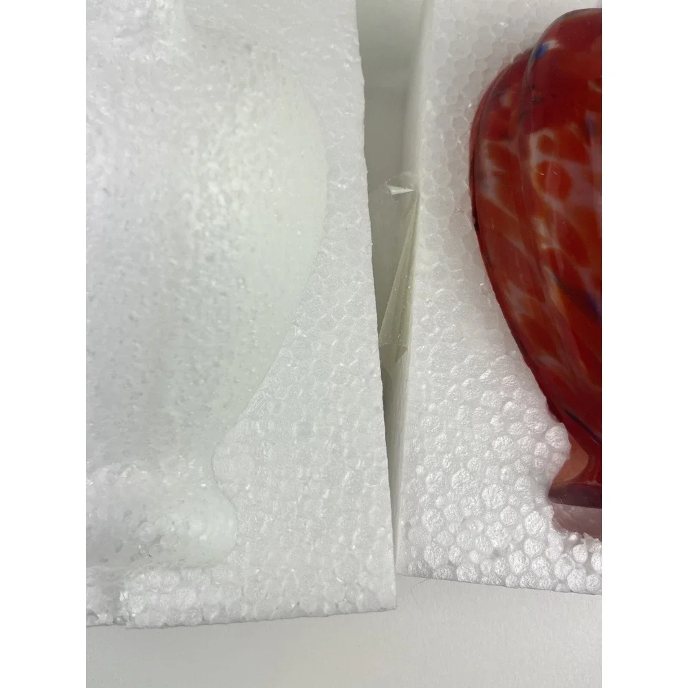 Hummingbird‎ Feeder Art Glass Hand Blown Multi Colored Red Blue